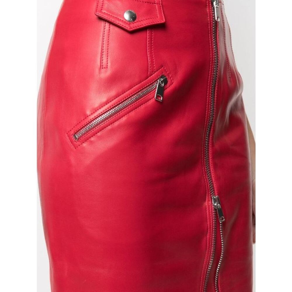 Alexander McQueen Zip-Embellished Leather Midi Skirt - Picture 7 of 16
